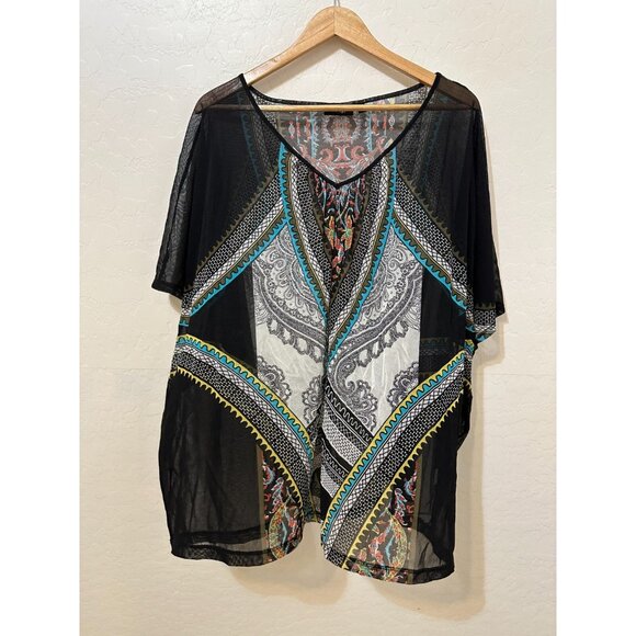 Y2K Vintage Apt 9 Womans Top Size 3X Boho Western Festival Sheer Mesh Grunge - Picture 1 of 12